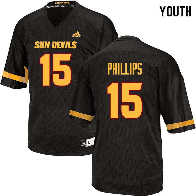 Youth #15 Cam Phillips Arizona State Sun Devils College Football Jerseys Sale-Black - Click Image to Close